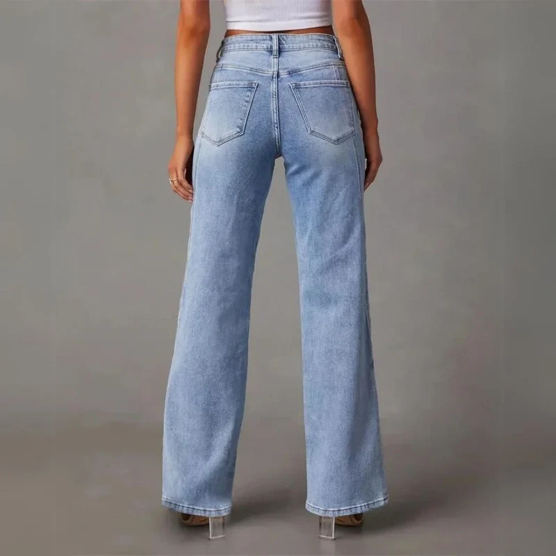 Damen Jeans mit Geradem Bein in Hellblau