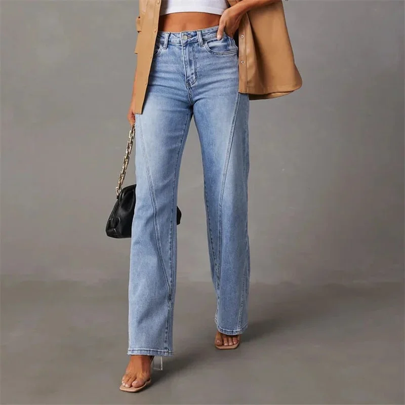 Damen Jeans mit Geradem Bein in Hellblau