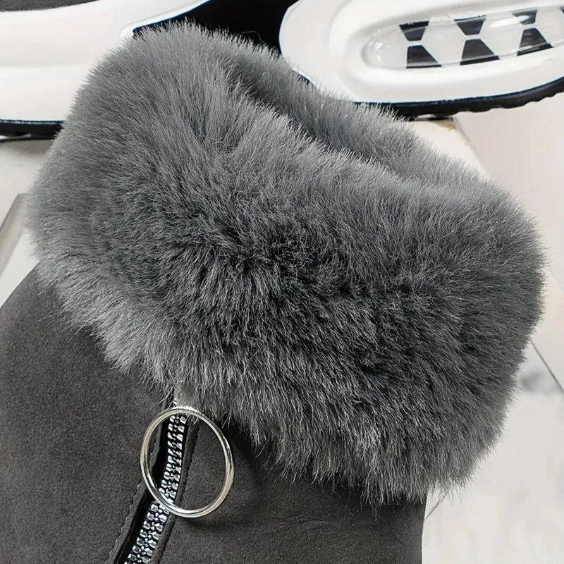 Damen Winter Sneakers mit seitlichem Reißverschluss und Plüschfutter