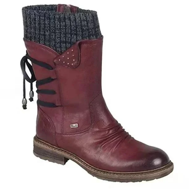 Damenstiefel mit Schnürung und Nietenakzenten