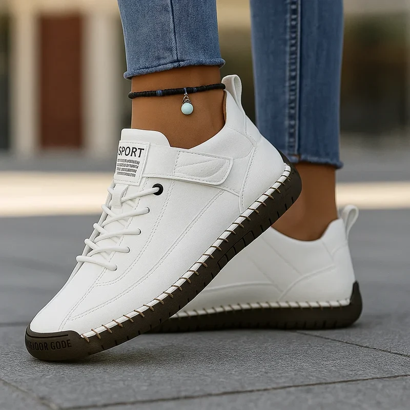 Damensneaker mit elastischer Sohle und Klettverschluss