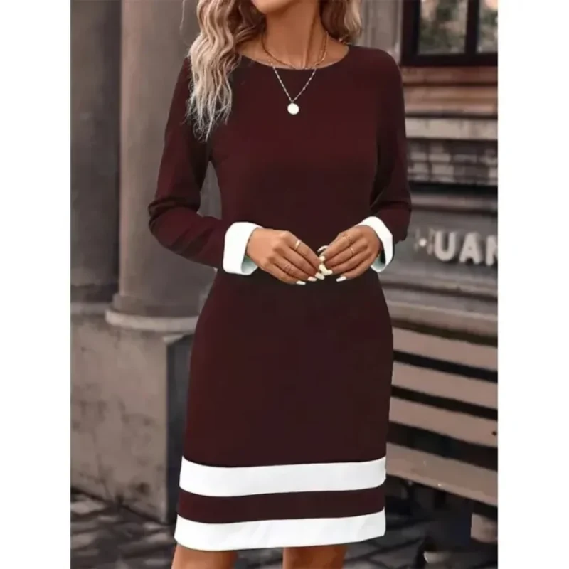 Minikleid für Damen mit kontrastierenden Streifen und langen Ärmeln