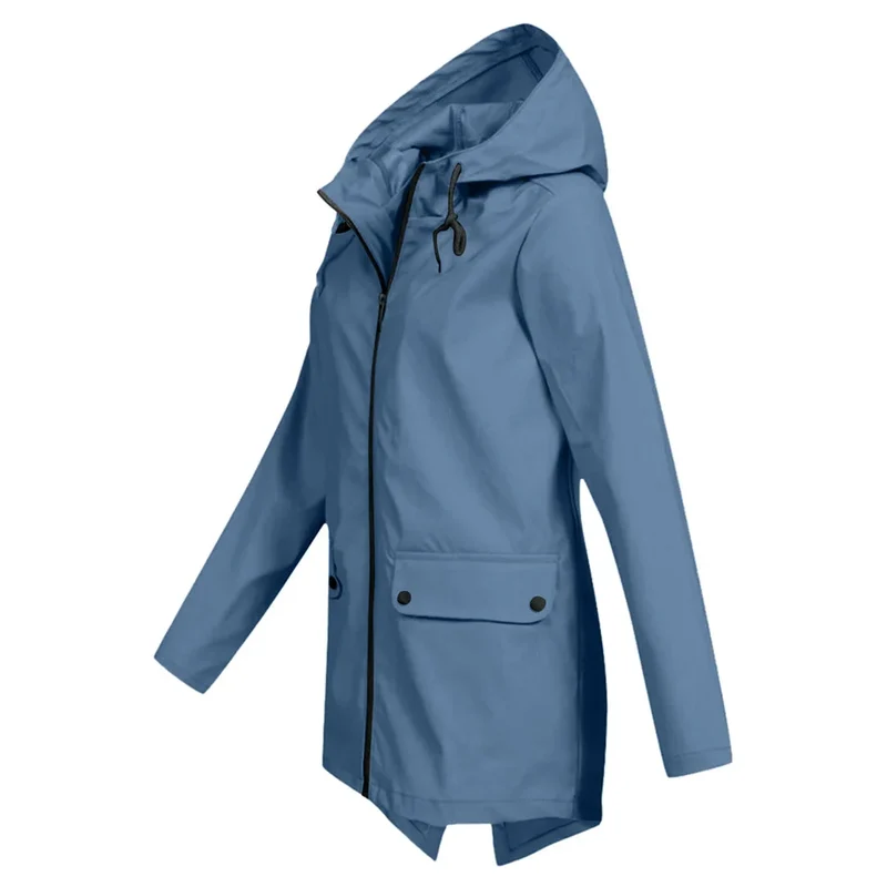 Damen Regenjacke mit Reißverschluss und Kapuze
