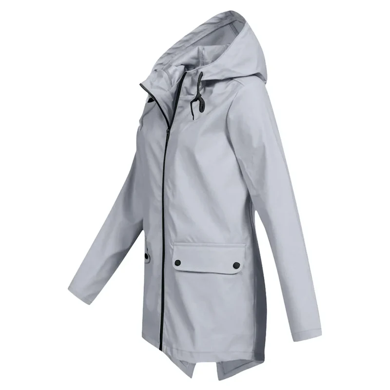 Damen Regenjacke mit Reißverschluss und Kapuze