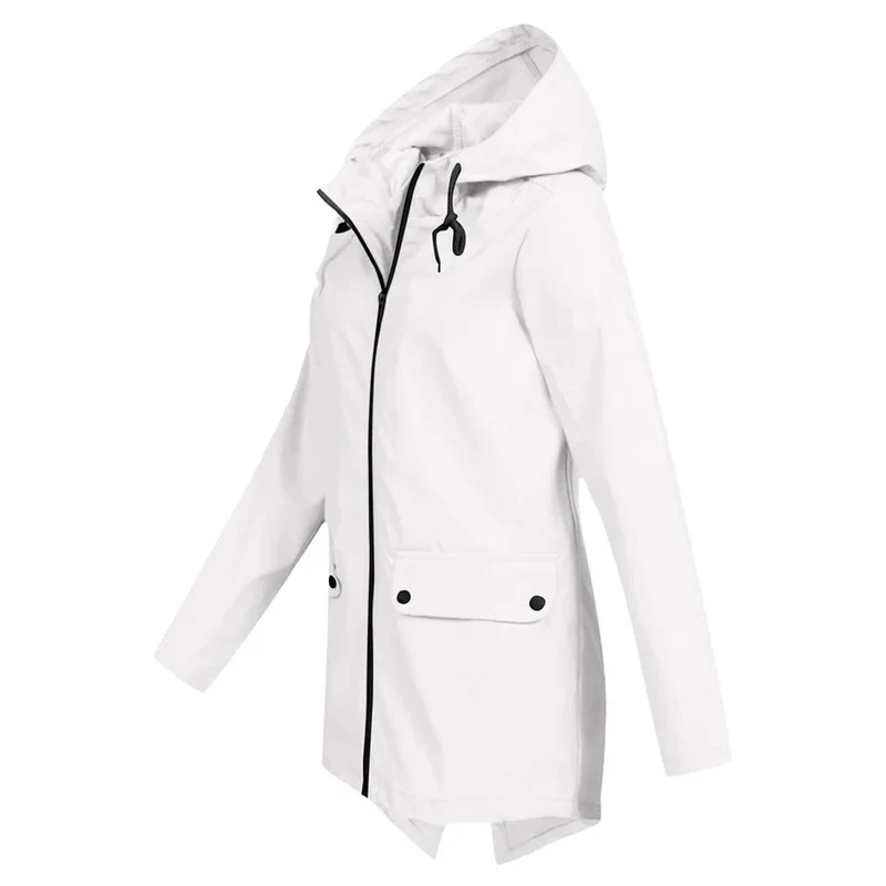 Damen Regenjacke mit Reißverschluss und Kapuze
