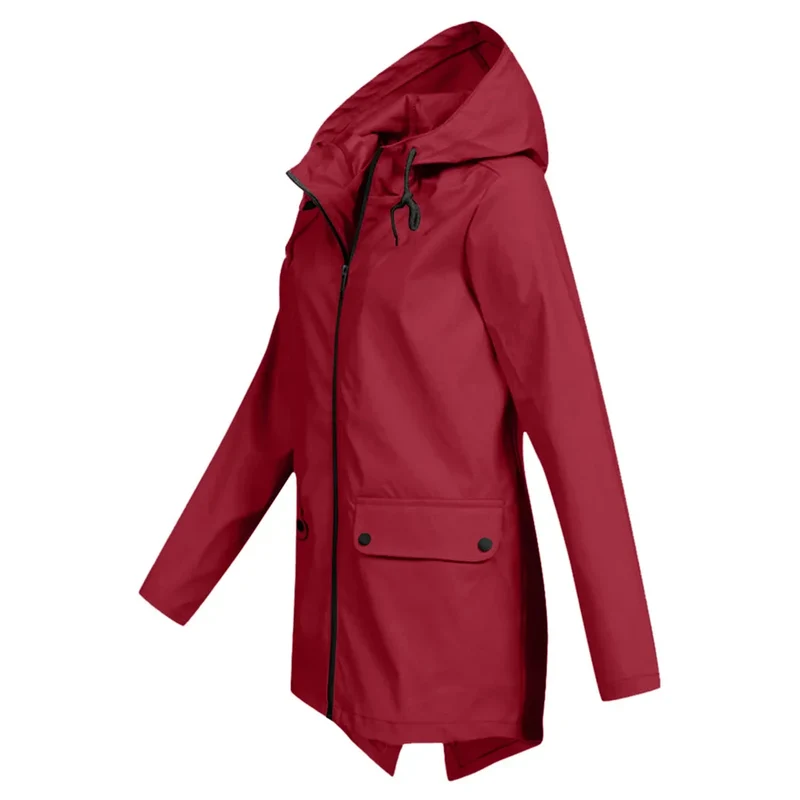 Damen Regenjacke mit Reißverschluss und Kapuze