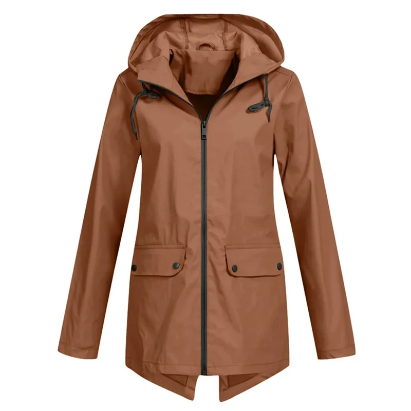 Damen Regenjacke mit Reißverschluss und Kapuze
