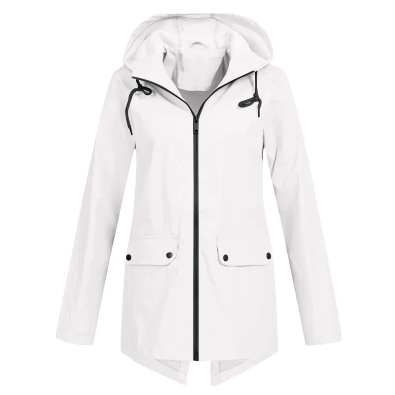 Damen Regenjacke mit Reißverschluss und Kapuze