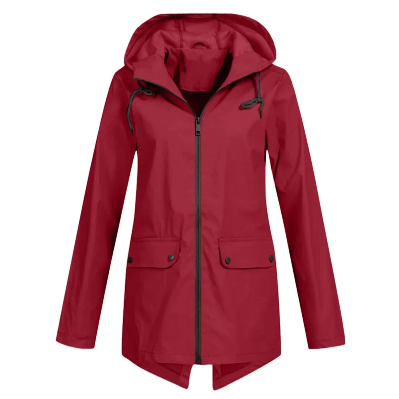 Damen Regenjacke mit Reißverschluss und Kapuze