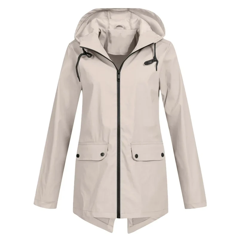 Damen Regenjacke mit Reißverschluss und Kapuze