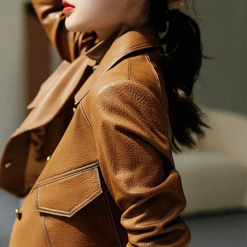 Damen Kurze Jacke mit Stehkragen und Knopfleiste