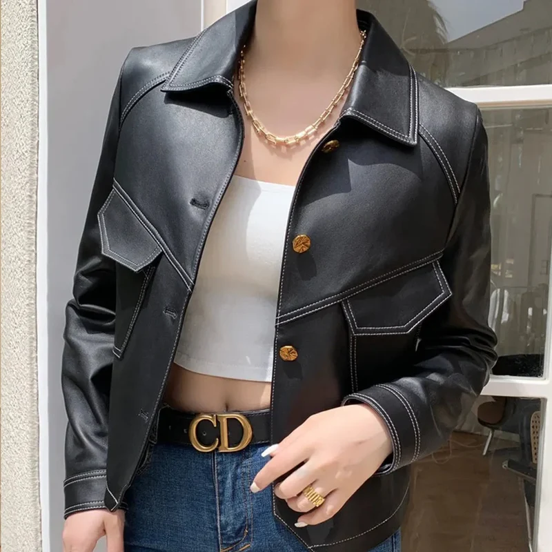 Damen Kurze Jacke mit Stehkragen und Knopfleiste