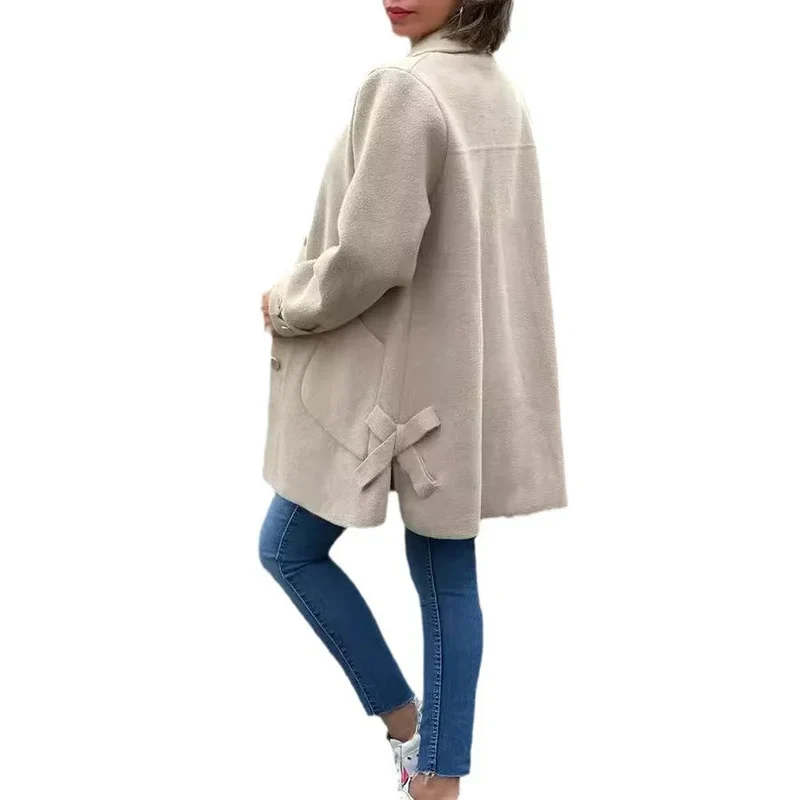 Damen Mantel mit Knopfleiste und Kragen