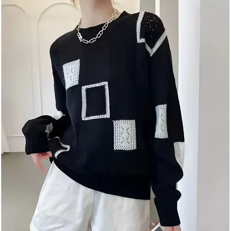 Damen Strickpullover mit geometrischem Muster
