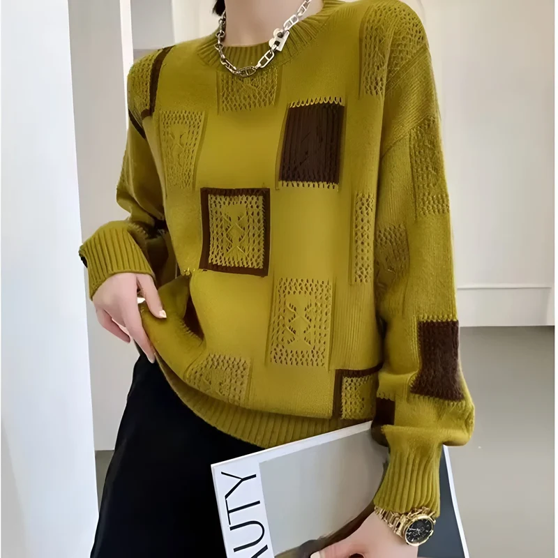 Damen Strickpullover mit geometrischem Muster