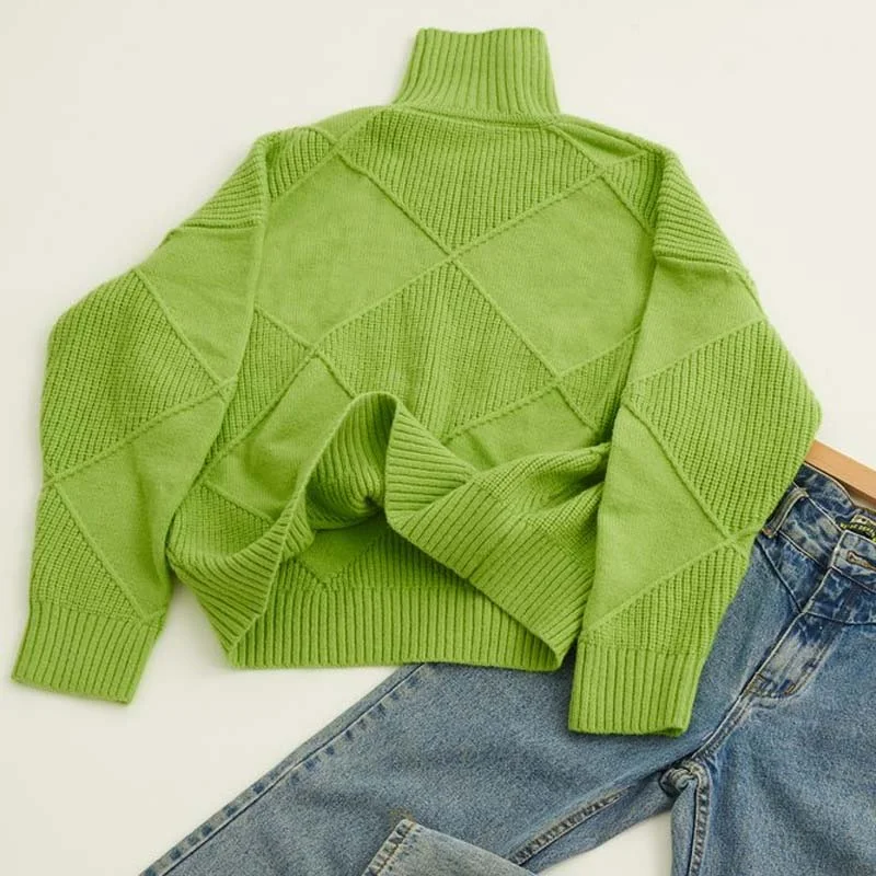 Damen Pullover mit Rollkragen und Strickmuster