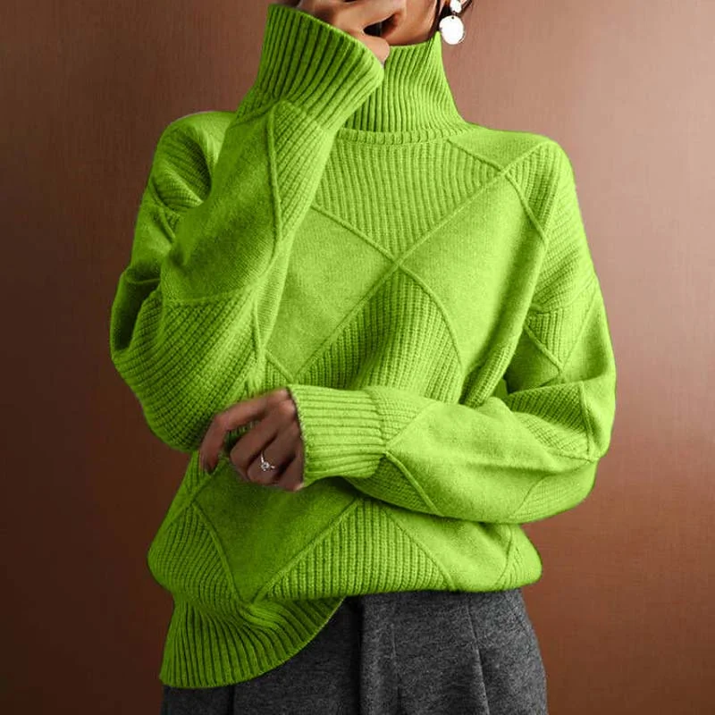 Damen Pullover mit Rollkragen und Strickmuster