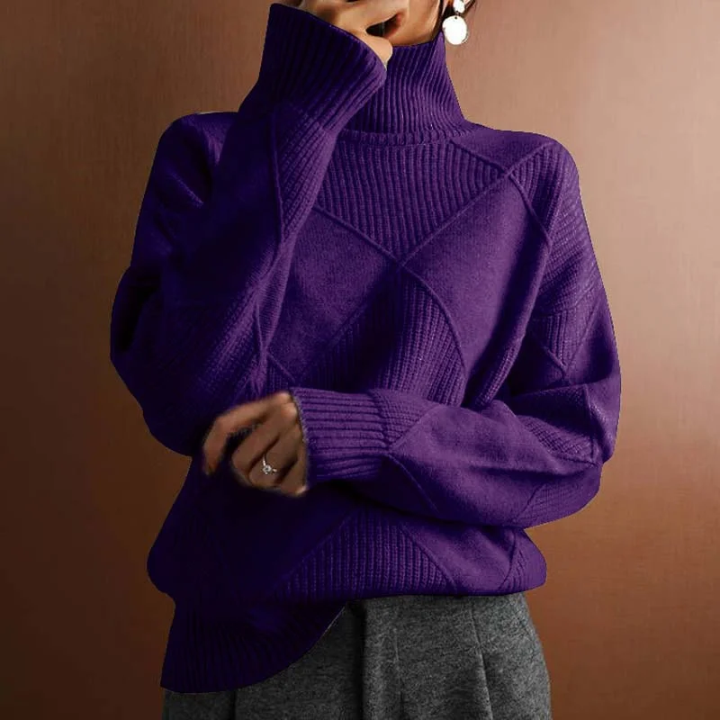 Damen Pullover mit Rollkragen und Strickmuster