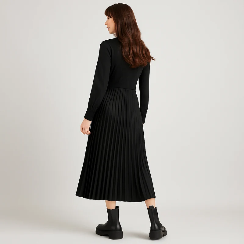 Almut | Drapiertes Plisseekleid