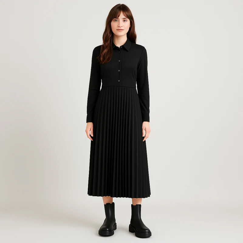 Almut | Drapiertes Plisseekleid