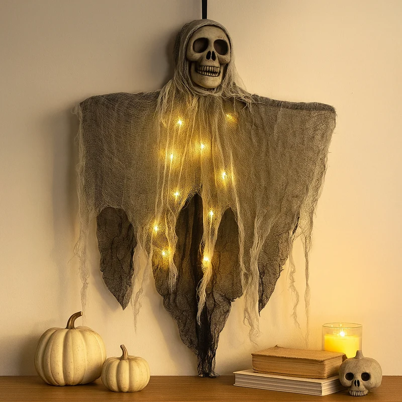 Gravemont | LED-Totenkopf-Wanddeko für Halloween