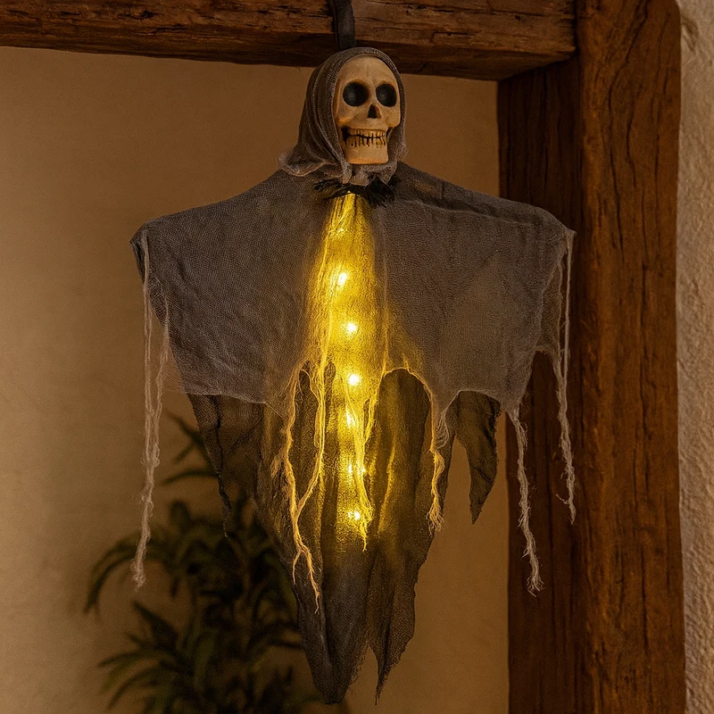 Gravemont | LED-Totenkopf-Wanddeko für Halloween