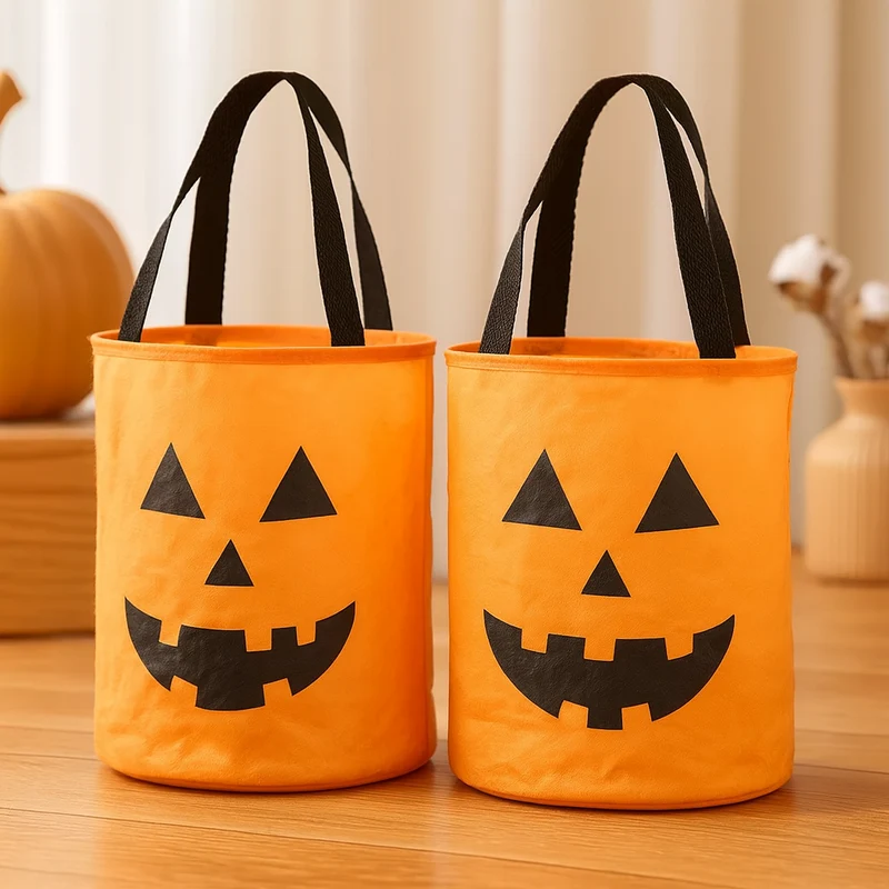 Lanora | Halloween Kürbis-Tragetaschen-Set mit leuchtenden Kürbissen