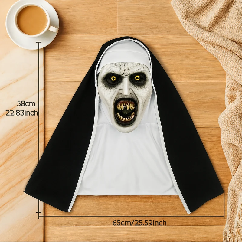 DarkVow Halloween Nonnenmaske – Horror-Latexmaske für Erwachsene