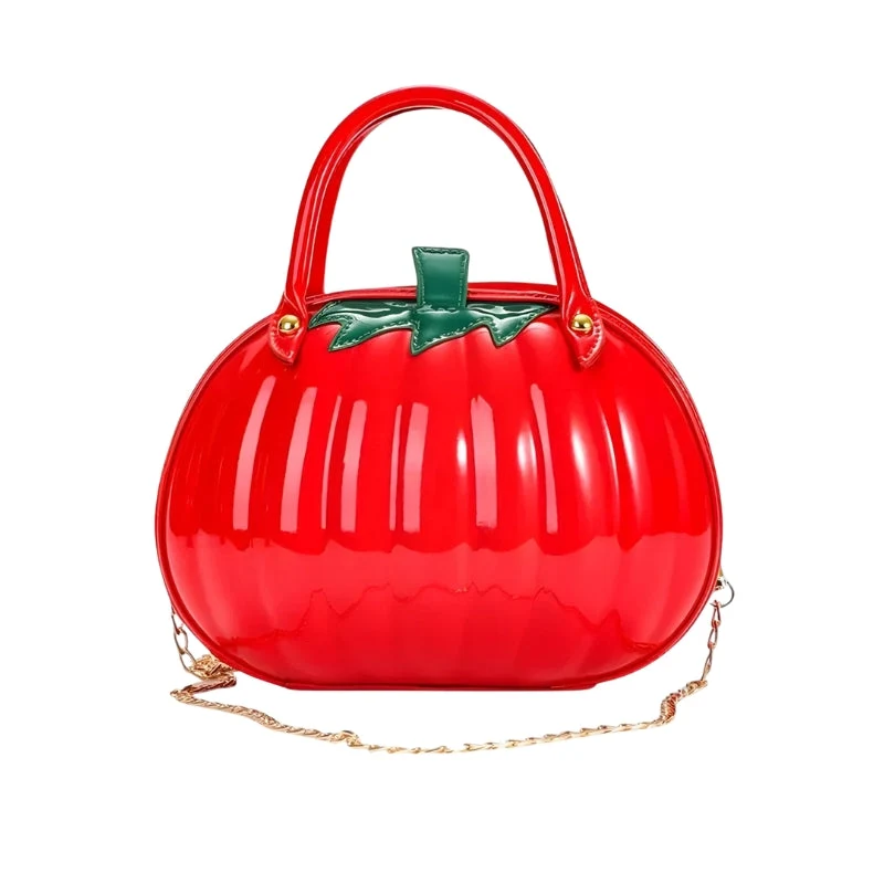 Melanie – Kürbisförmige Handtasche mit verstellbarem Riemen