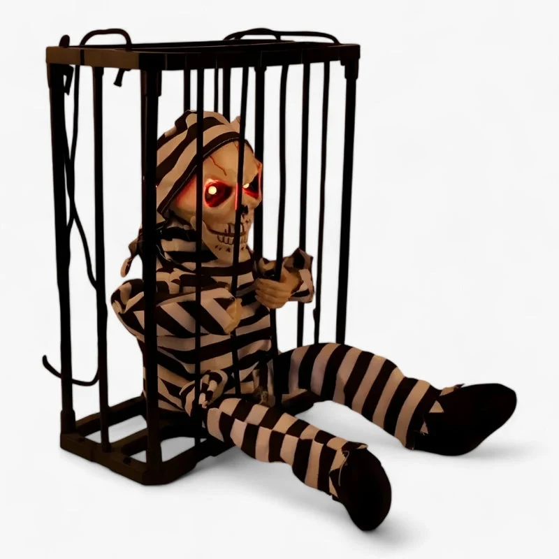 FrightCorp Animatronisches Gefängnis‑Skelett mit Sprach‑, Licht‑ & Soundeffekten