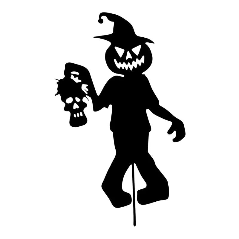 SpookyCharm Personalisierbares Halloween‑Gartenschild mit Figuren – Dekoration für Außenbereiche