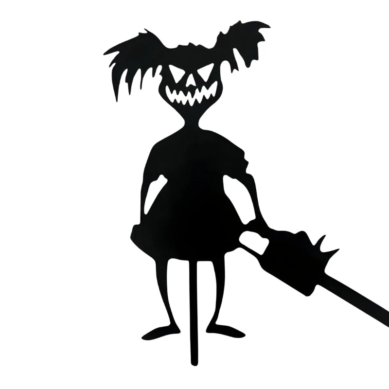 SpookyCharm Personalisierbares Halloween‑Gartenschild mit Figuren – Dekoration für Außenbereiche