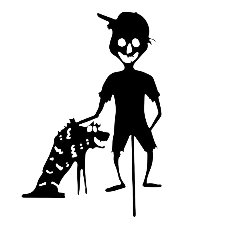 SpookyCharm Personalisierbares Halloween‑Gartenschild mit Figuren – Dekoration für Außenbereiche