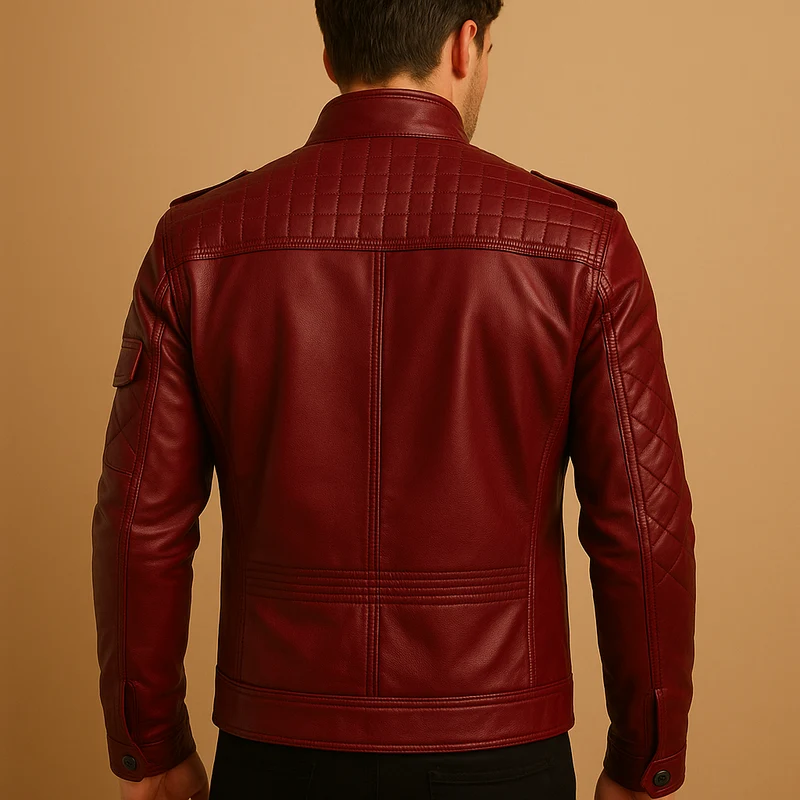 Jasper | Wattierte Lederjacke mit Stehkragen für Herren