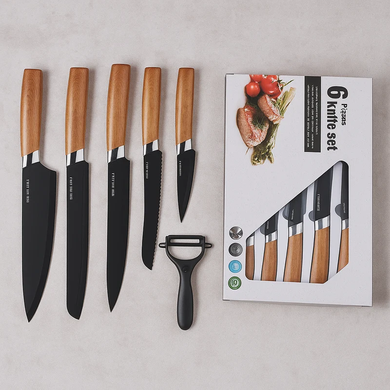 Gastronix | 6-teiliges Kochmesserset aus kohlenstoffreichem Edelstahl