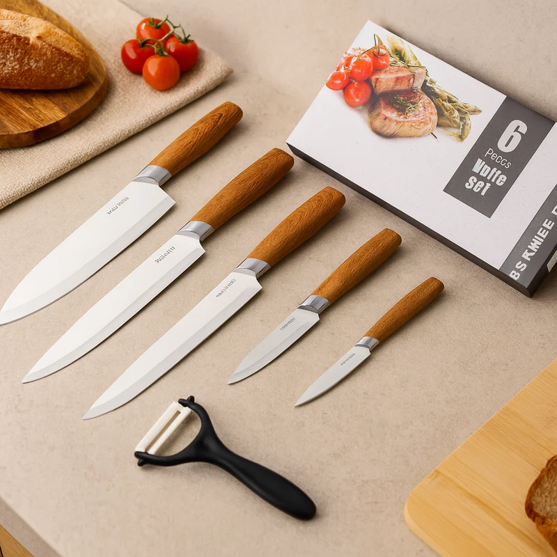 Gastronix | 6-teiliges Kochmesserset aus kohlenstoffreichem Edelstahl