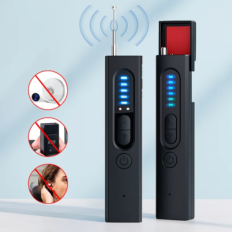 3-in-1-Spionagekamera-Detektor – Einstellbare Empfindlichkeit, LED-Licht & Vibrationsalarm