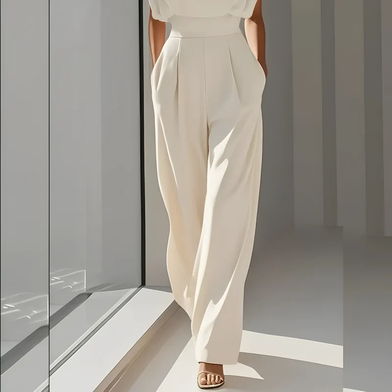 Lässiger, einfarbiger Jumpsuit für Damen – Bequemes Einteiler-Outfit für den täglichen Weg zur Arbeit