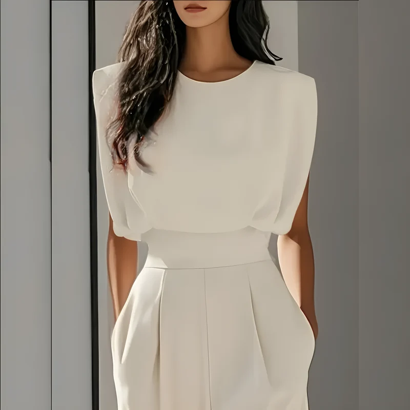 Lässiger, einfarbiger Jumpsuit für Damen – Bequemes Einteiler-Outfit für den täglichen Weg zur Arbeit