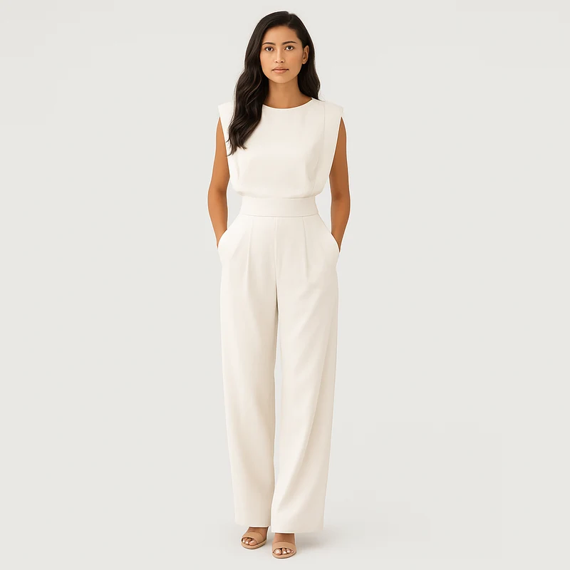 Lässiger, einfarbiger Jumpsuit für Damen – Bequemes Einteiler-Outfit für den täglichen Weg zur Arbeit