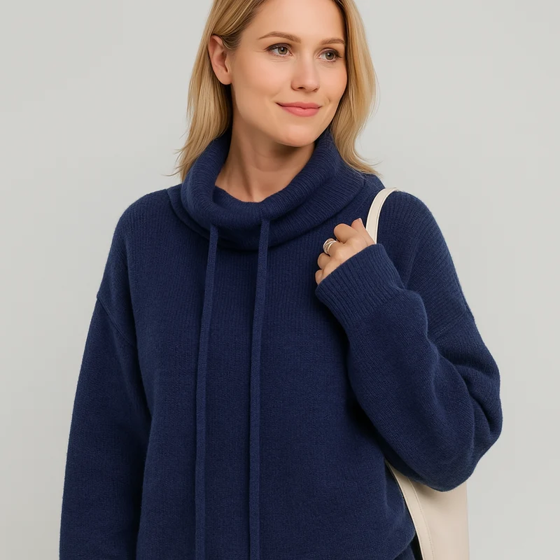 Strick-Hoodie mit Relaxed Fit – Weiter Rollkragen – Lässige Eleganz für jeden Tag