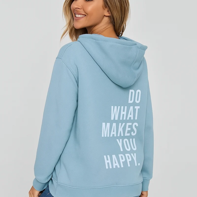 Hoodie mit Rückendruck – Baumwollmischung – Stylisch & Bequem