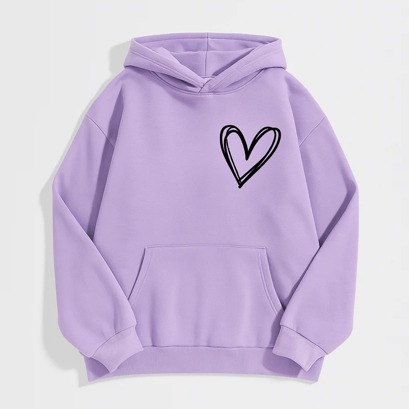 Hoodie mit Herz-Print – Weiche Baumwollmischung – Stylisch & Bequem