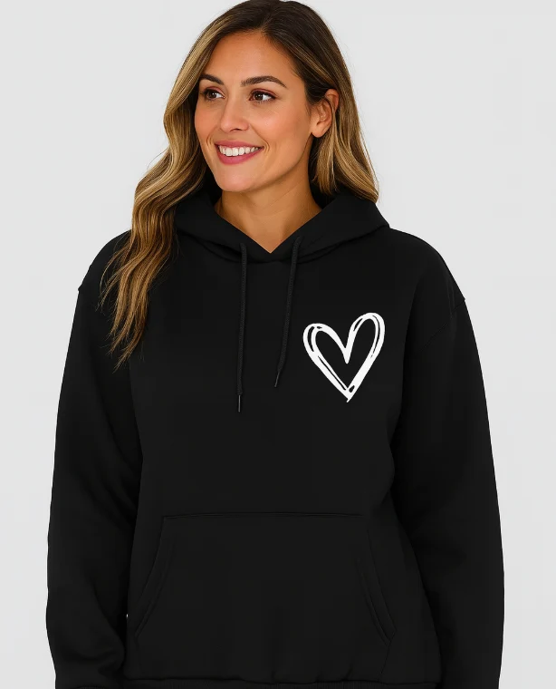 Hoodie mit Herz-Print – Weiche Baumwollmischung – Stylisch & Bequem