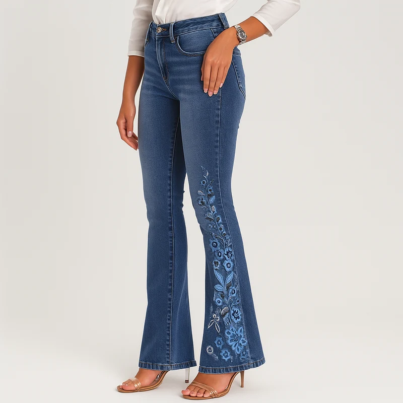 Yve – Damen Stretch-Schlagjeans – Lässiger Schlaghosenstil
