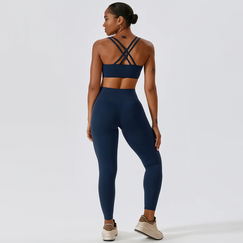 Nahtloses Yoga- und Pilates-Set für Damen – Leggings und Top mit hoher Taille, 2-teilige Activewear