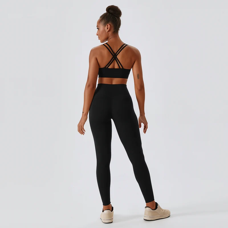 Nahtloses Yoga- und Pilates-Set für Damen – Leggings und Top mit hoher Taille, 2-teilige Activewear