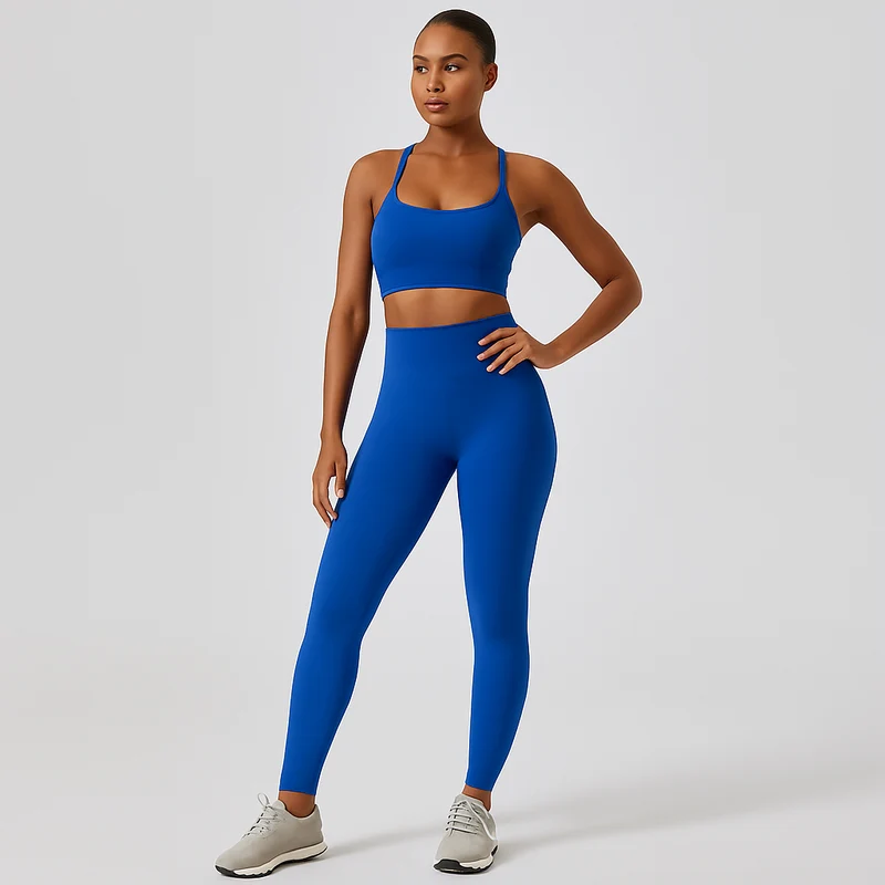 Nahtloses Yoga- und Pilates-Set für Damen – Sport-BH, Shorts mit hoher Taille und Leggings