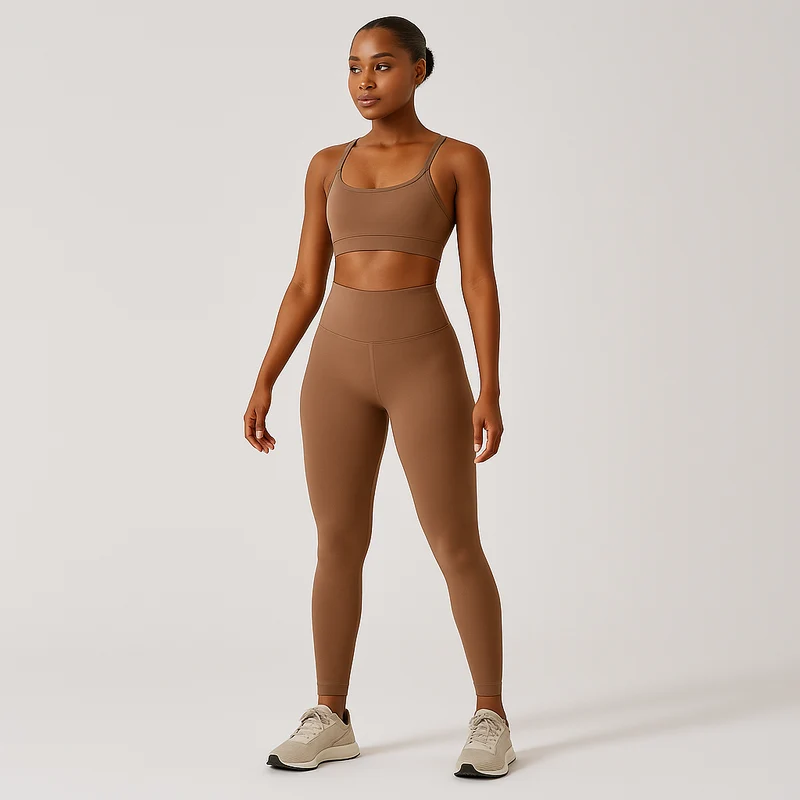 Nahtloses Yoga- und Pilates-Set für Damen – Sport-BH, Shorts mit hoher Taille und Leggings