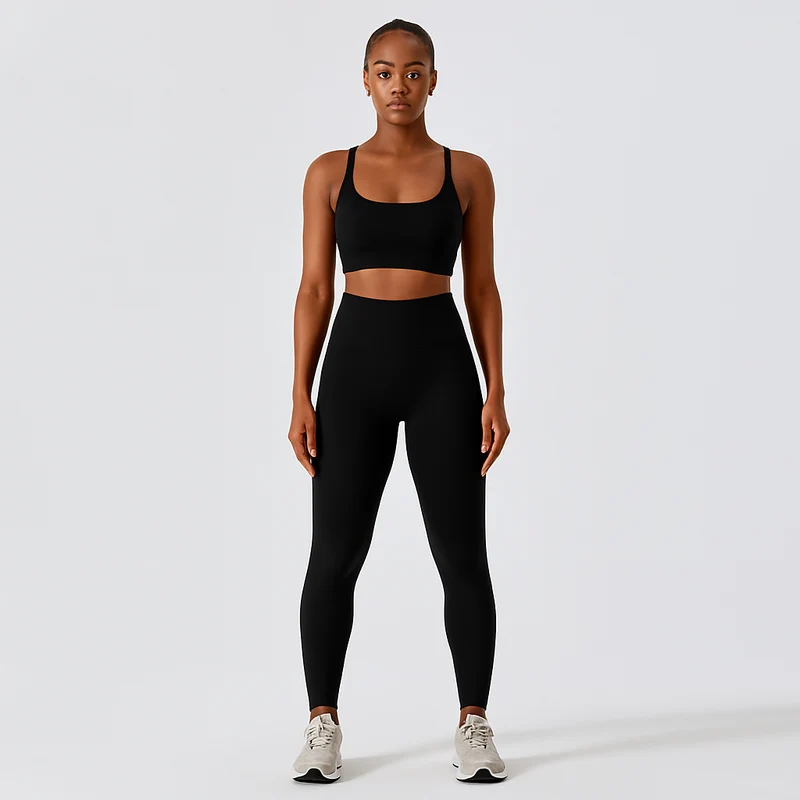 Nahtloses Yoga- und Pilates-Set für Damen – Sport-BH, Shorts mit hoher Taille und Leggings